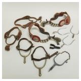 Group assorted pair & single spurs: 6 3/4' x