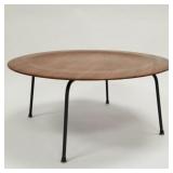 Early Eames CTM walnut dish coffee table- 15 1/2'H