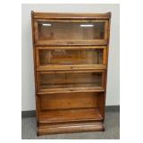 Weis oak 4 section stacking bookcase w/ base & top