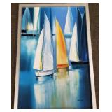 Wilfred signed mid-century style oil painting on