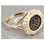 Tested 14k gold ring s/w coin- 2.7g, sz 7.75