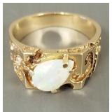 14k gold ring s/w opal- 7.3g, sz 9.5