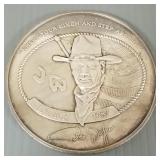 .999 silver, 12 troy oz John Wayne medallion #rd -