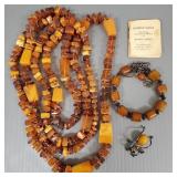 Gp amber jewelry incl 60" necklace, a bracelet &