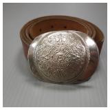 Taxco sterling silver belt buckle w/ leather belt-