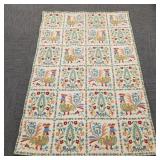 Victorian needlepoint rug w/ bird motif- 68" x 44"