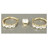 2 pcs 14k gold jewelry s/w CZs: pendant &