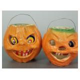 2 vintage papier-mache Halloween jack-o-lantern