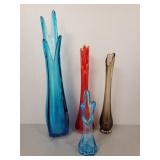 4 vintage mid-century swung vases- 22" tallest
