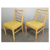 2 blonde mid-century ladderback chairs- 32"H 19"W