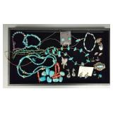 Gp silver & turquoise, etc jewelry incl necklaces,