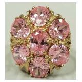 10k gold ring s/w 7 oval pink stones- 8.5g,