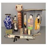 Gp cloisonne & misc Asian items incl embroidered