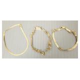Three 14k gold AS IS bracelets- 8.4g total