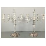 Pair vintage silver on copper 4 arm candelabra-