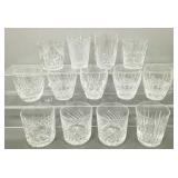 13 asst Waterford cut glass tumblers 4.25' tallest