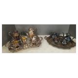 Group silverplate: 2 large handled trays &
