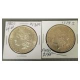 2 U.S. Morgan silver dollars: 1879S & 1880S