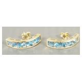 14K earrings s/w blue topaz- 2.7g,
