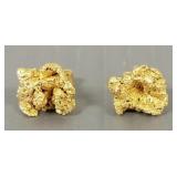 Pair high karat gold nugget style earrings-