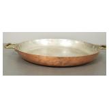Large copper paella pan w/ brass handles-