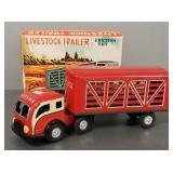 Japan tin friction toy livestock trailer w/ box