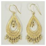 10k gold dangle bead earrings- 4g,