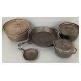 5 pcs Lodge, etc cast iron cookware incl