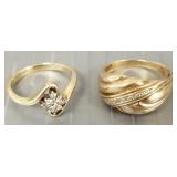 Two 10k rings s/w tiny diamonds- 6g total,