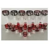 Group antique, etc stemware incl etched ruby,