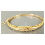 Victorian 9k gold hinged bangle bracelet- 6g,