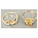 Two 10k gold rings 3.9g total: 1 s/w yellow, etc
