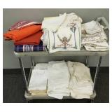 Large group table lines incl unused Damask cut