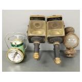 4 asst vintage lanterns, etc incl 2 carriage-