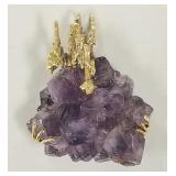 18k gold & amethyst crystal pendant signed TDC-