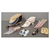 Collection glass, ceramic, etc shoes incl