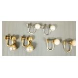3 pair gold screwback earrings: one pr 14k gold &