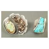2 artisan sterling silver, etc turquoise rings
