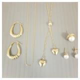 5 pcs 14k gold jewelry 3.5g total: 2 pr earrings,