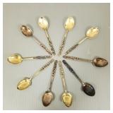 Ten 830 silver matching demitasse spoons- 2 toz