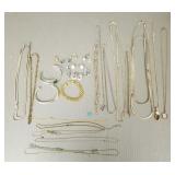 Group assorted sterling silver jewelry incl