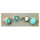 4 artisan, etc sterling silver rings s/w