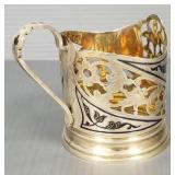 Russian hallmarked niello .875 silver ice tea