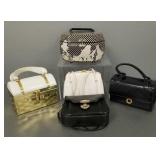 5 vintage small leather, etc purses incl Judith