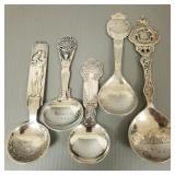 5 Scandinavian 830 silver souvenir spoons- 6 toz