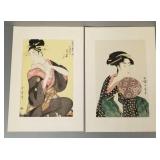 2 Utamaro Japanese woodblock prints of