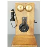 Antique oak wall telephone- 20.5'H 14.5'W 12.5'D