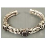 Sterling silver & garnet stone bracelet -