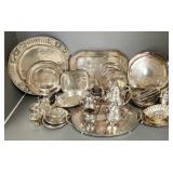 Lg gp silverplate hollowware/ flatware incl trays,