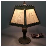 Antique style 6 panel lithopane lamp- 13 1/2'H,